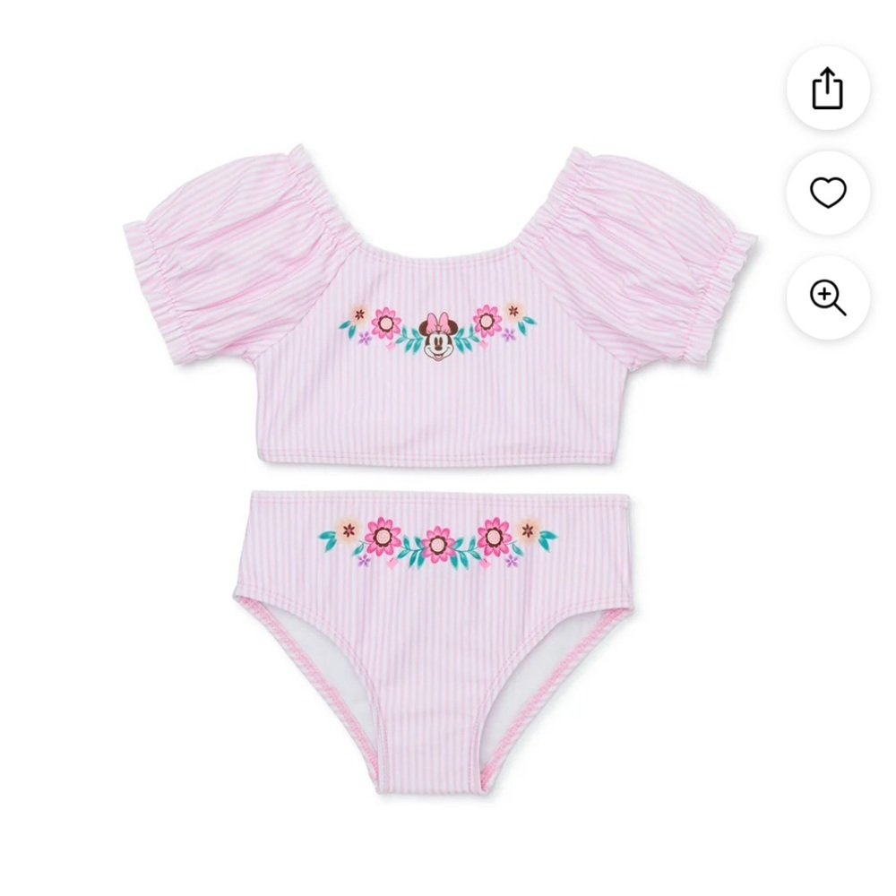 5T Minnie Mouse Toddler Girl Puff-Sleeve Two-Piece Swimsuit - 5T Swimsuit